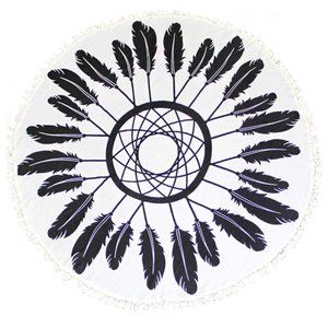 LOF Print Round Beach Throw Cover Up with Tassels